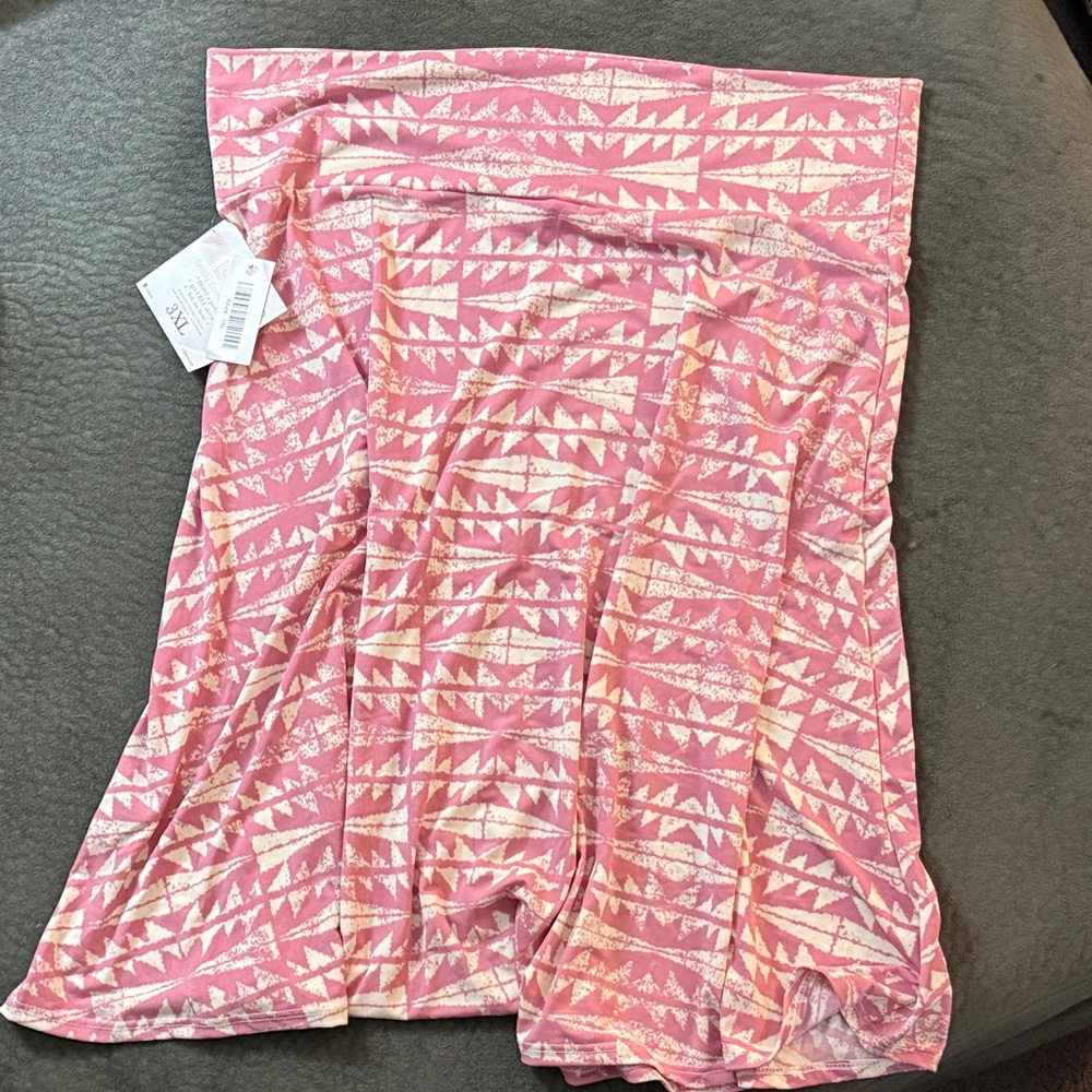 LuLaRoe Pink and White Azure A-Line Skirt